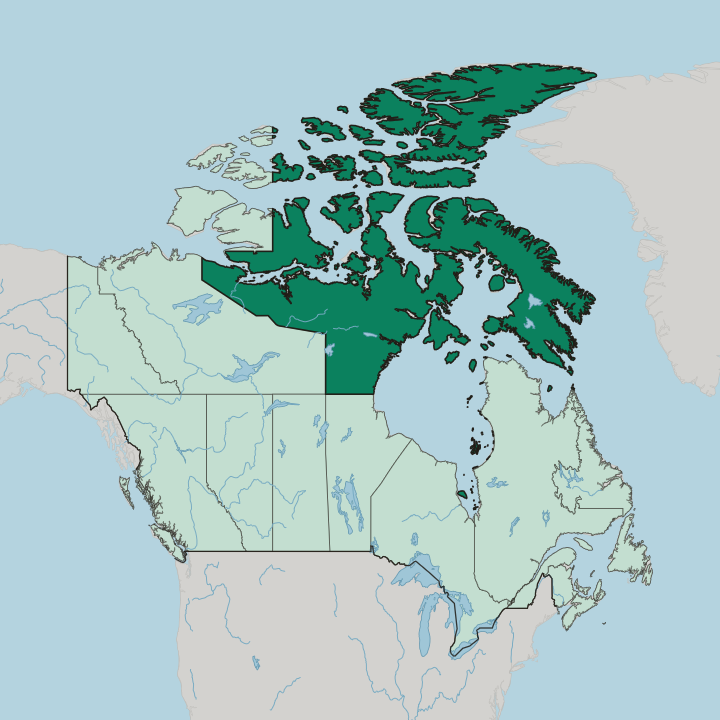 Map showing Nunavut — In Canada