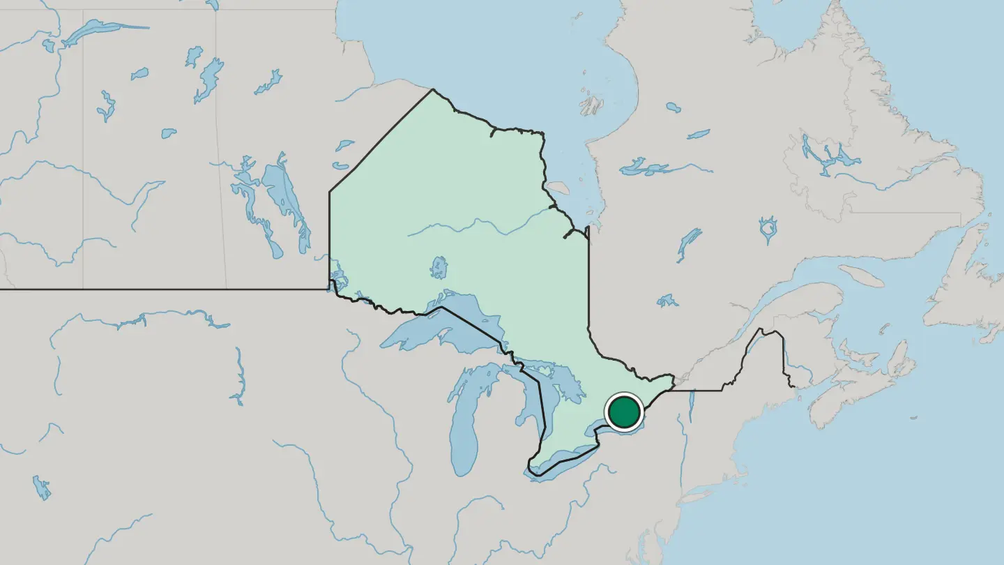 Map of Belleville in Canada