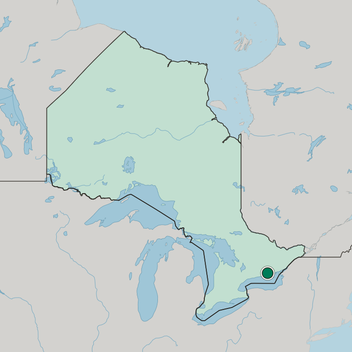 Map showing Belleville — In Ontario