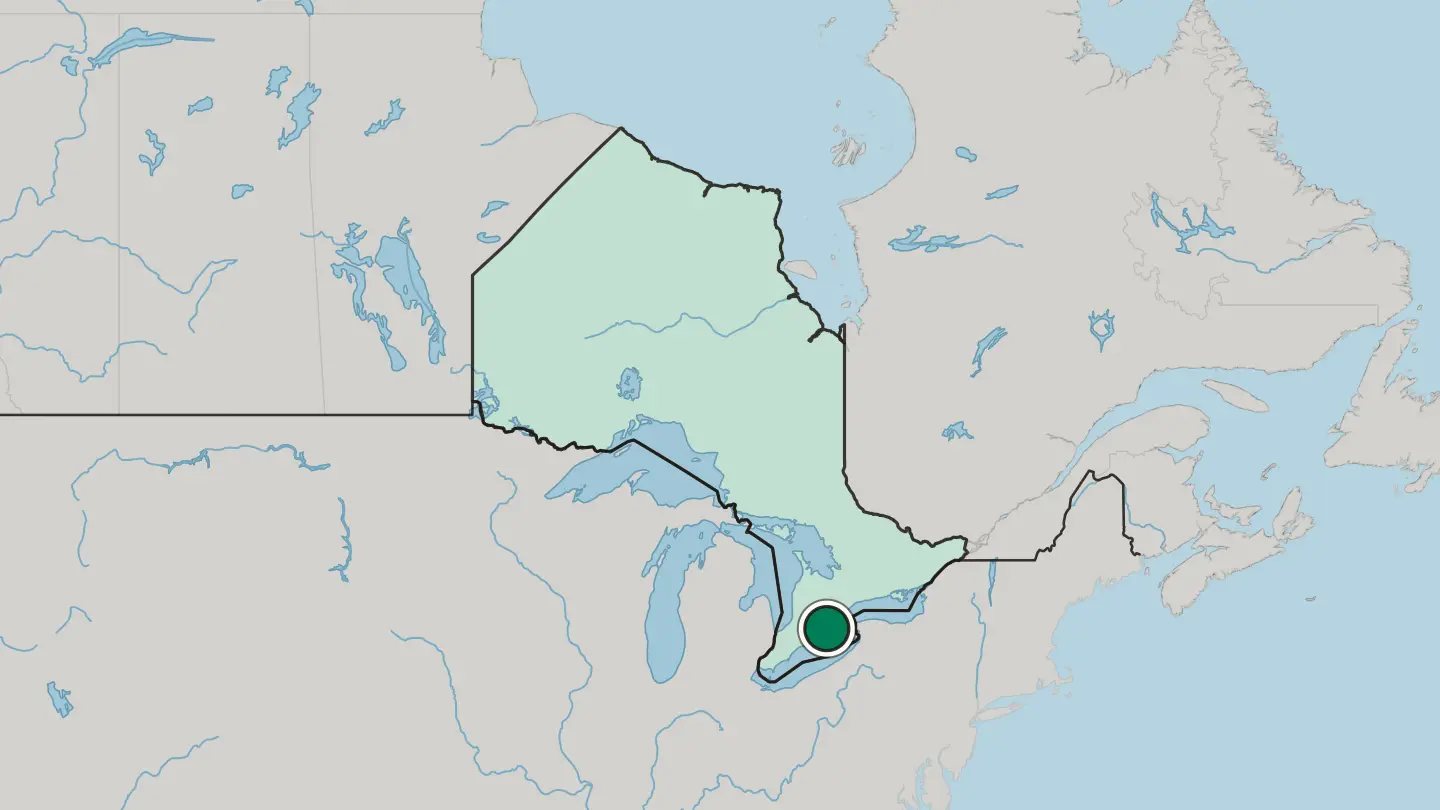 Map of Brantford in Canada