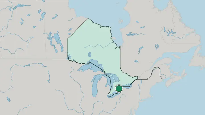 Map of Hamilton in Canada