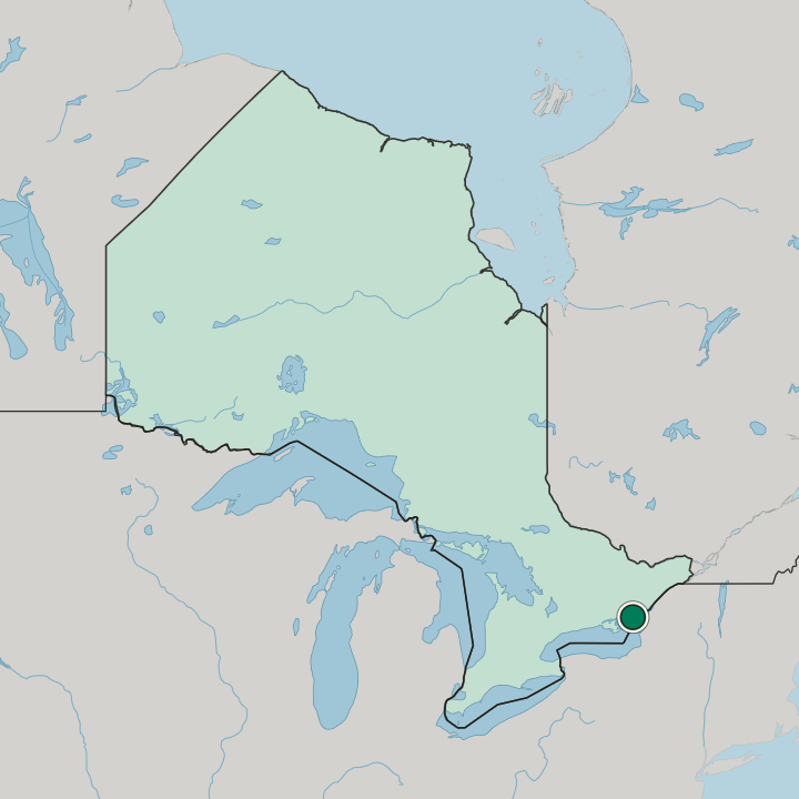 Map showing Kingston — In Ontario
