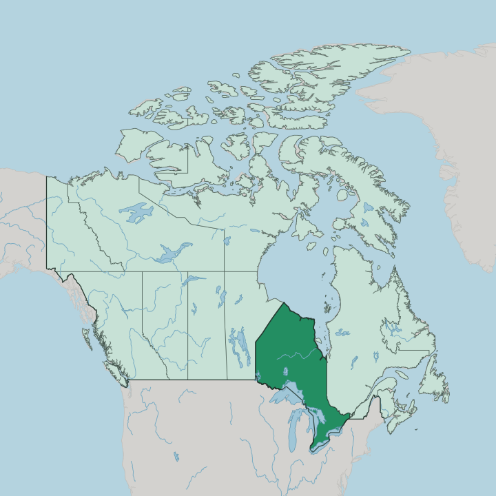 Map showing Ontario — In Canada