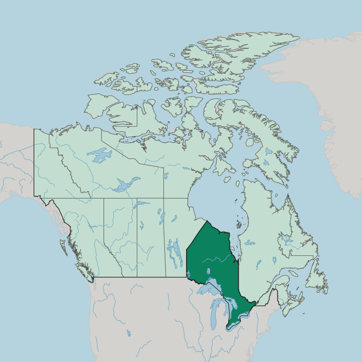 Map showing Ontario — In Canada