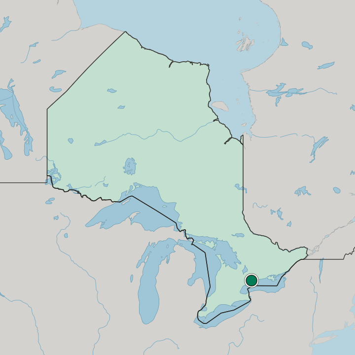 Map showing Oshawa — In Ontario
