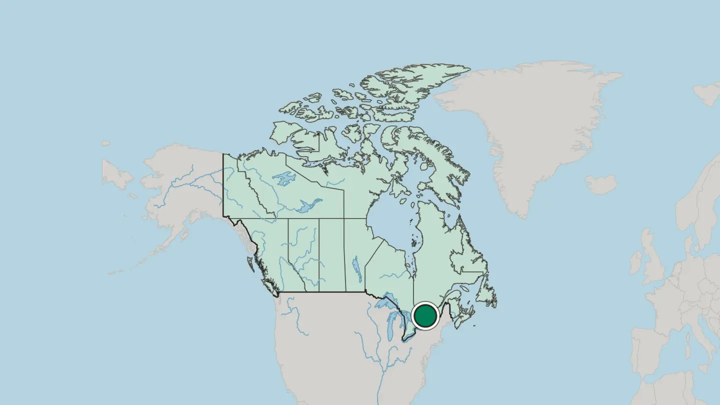 Map of Ottawa in Canada
