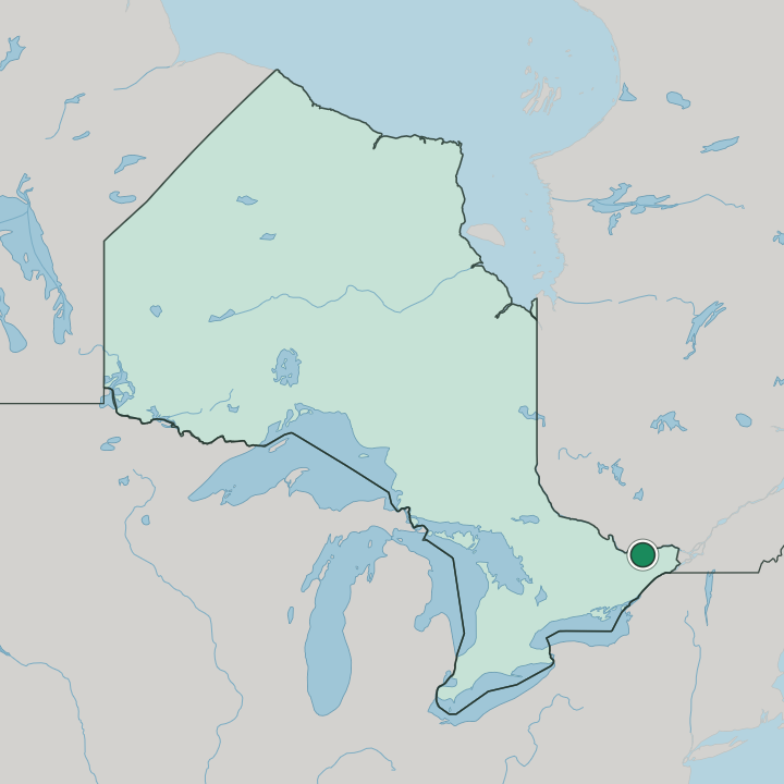 Map showing Ottawa — In Ontario