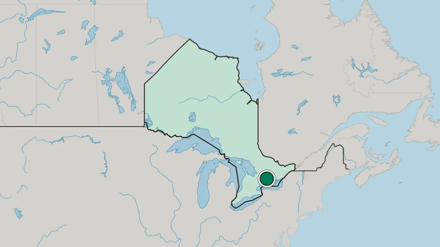 Map of Peterborough in Canada