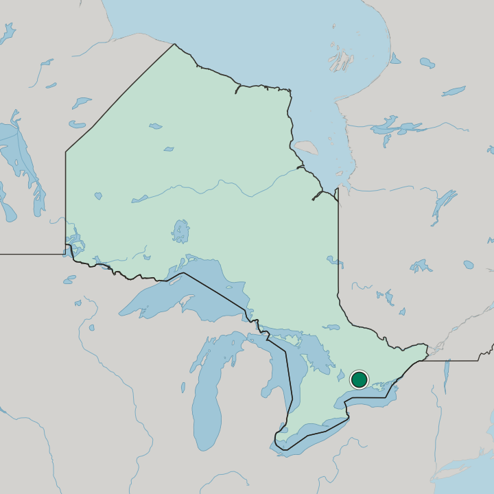 Map showing Peterborough — In Ontario