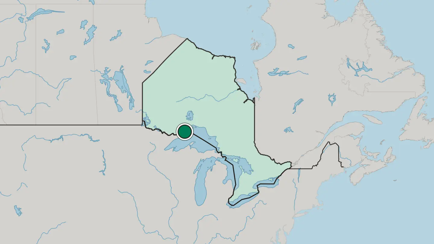 Map of Thunder Bay in Canada