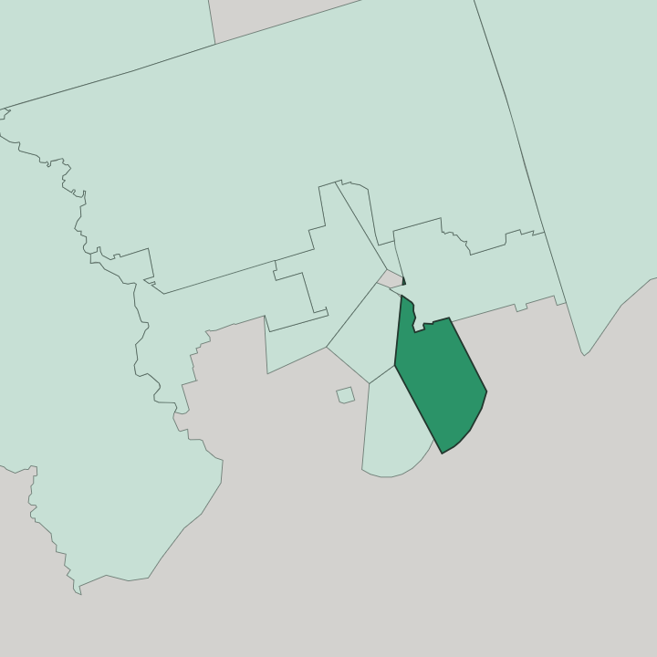 Map showing Cabbagetown — In Toronto