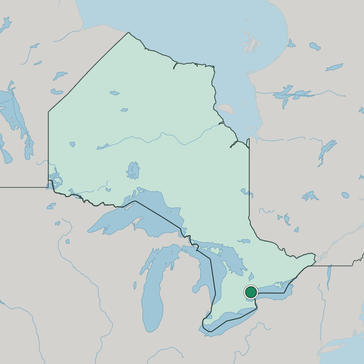 Map showing Toronto — In Ontario