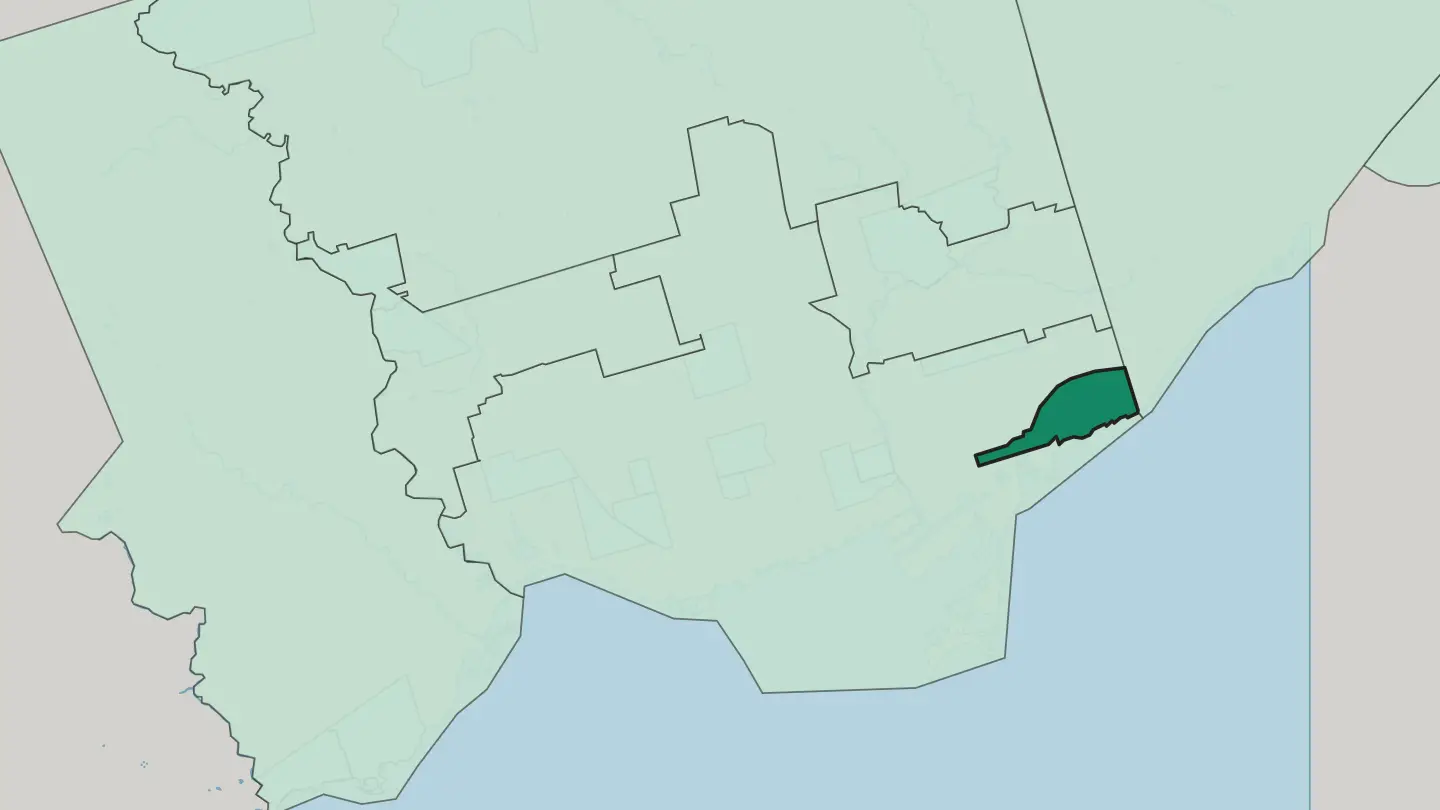 Map of The Beaches in Toronto