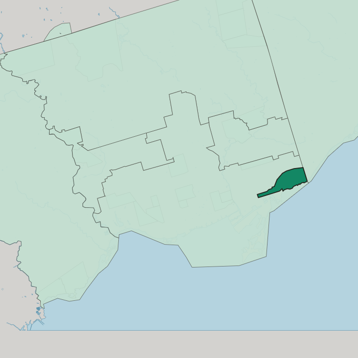Map showing The Beaches — In Toronto