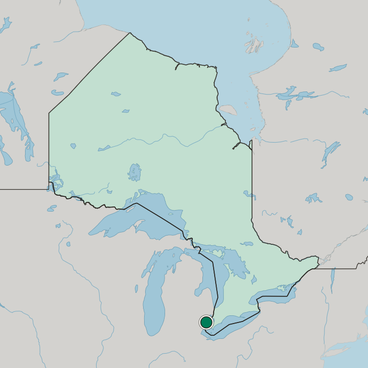 Map showing Windsor — In Ontario