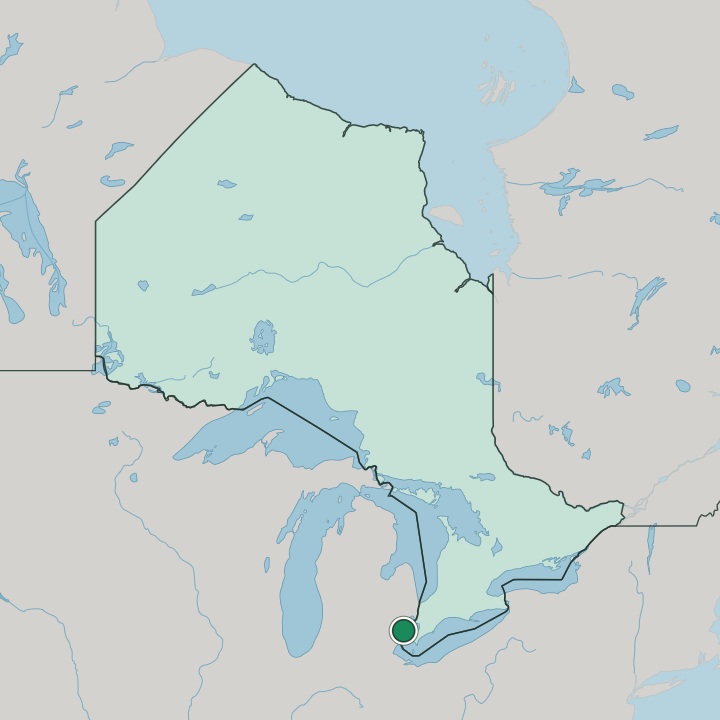 Map showing Windsor — In Ontario