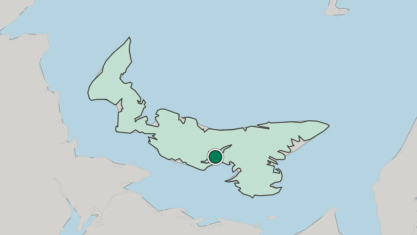 Map of Charlottetown in Canada