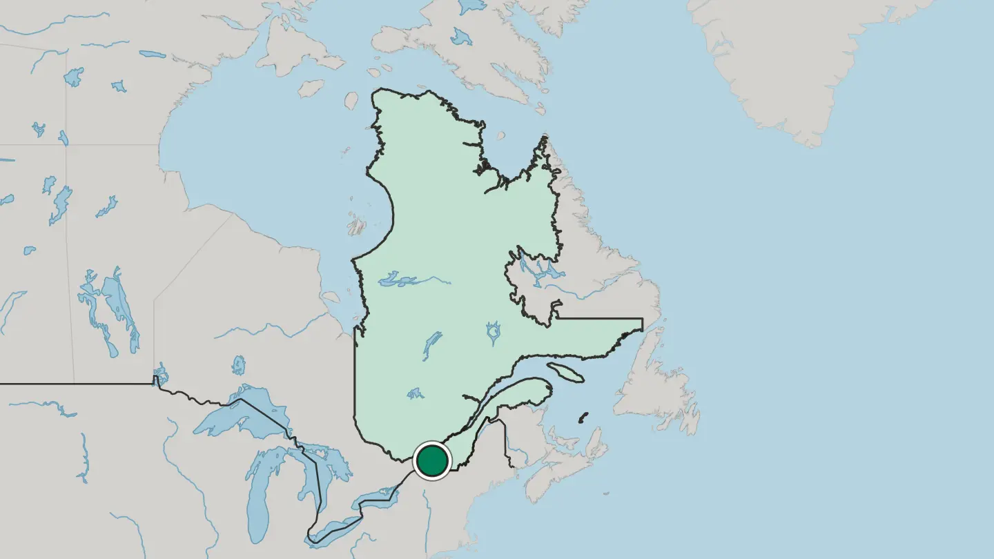 Map of Brossard in Canada