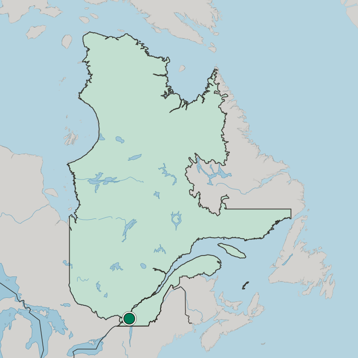 Map showing Brossard — In Québec