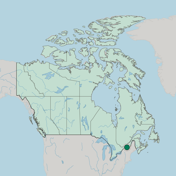Map showing Granby — In Canada