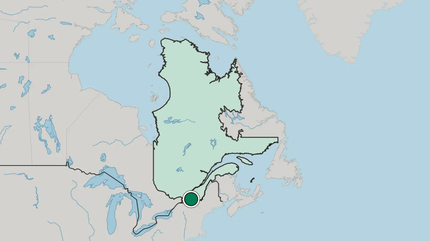 Map of Granby in Canada