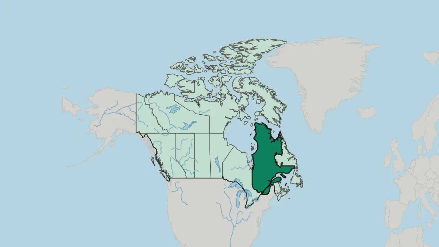 Map of Québec in Canada