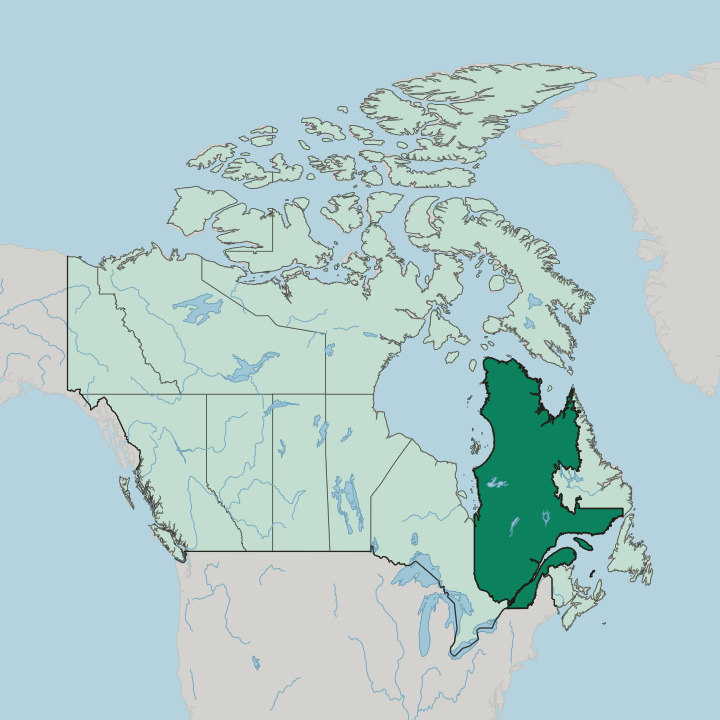 Map showing Québec — In Canada