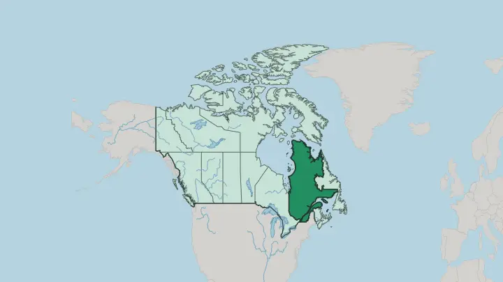 Map of Québec in Canada