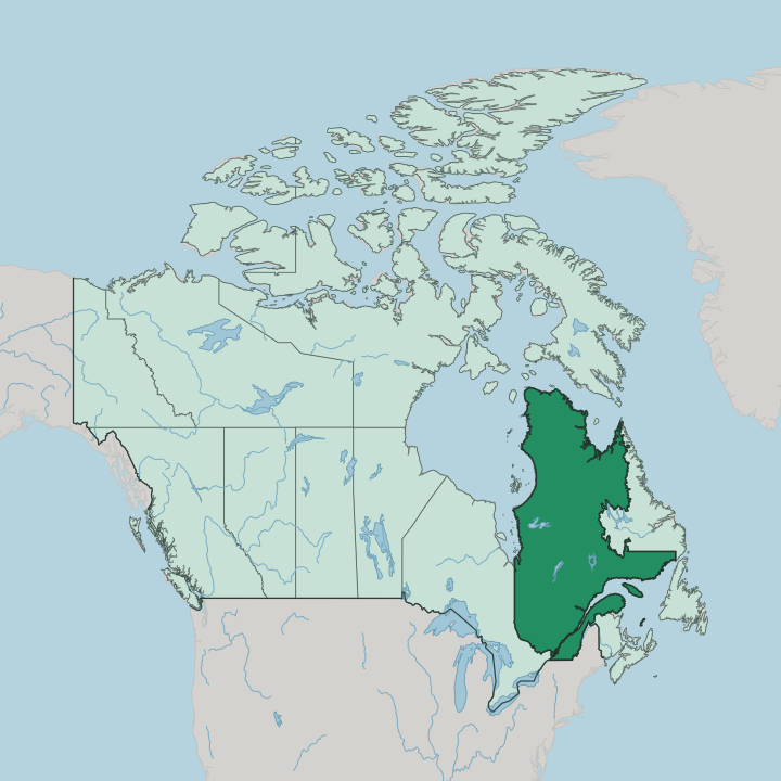 Map showing Québec — In Canada