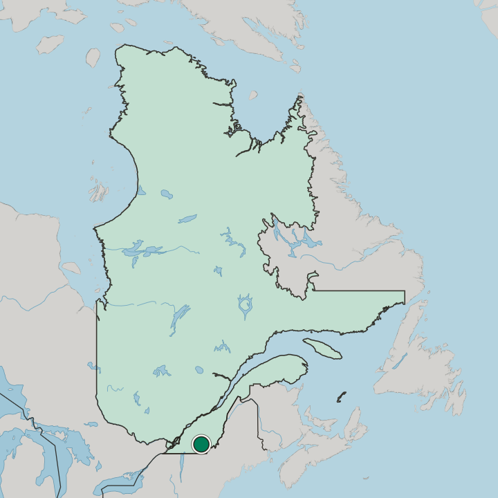 Map showing Sherbrooke — In Québec