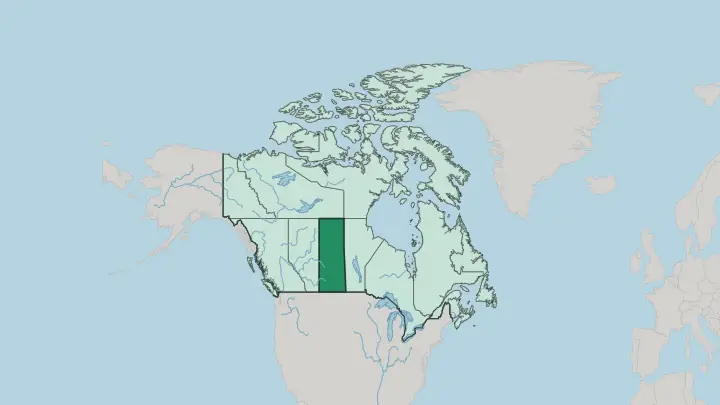 Map of Saskatchewan in Canada