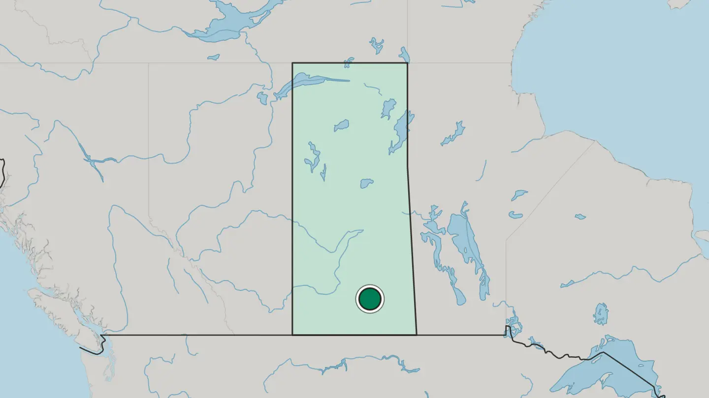 Map of Regina in Canada