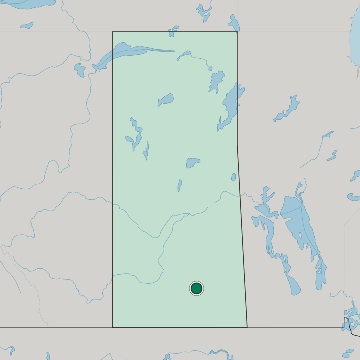 Map showing Regina — In Saskatchewan