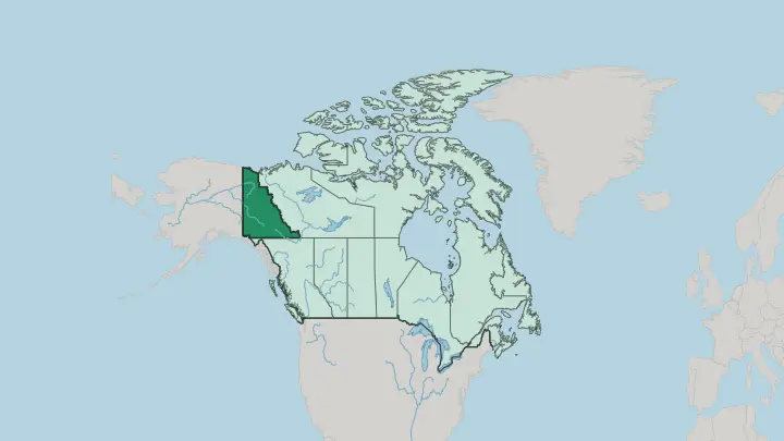 Map of Yukon in Canada