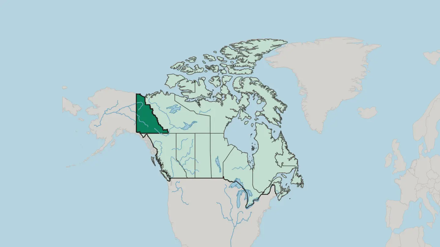 Map of Yukon in Canada