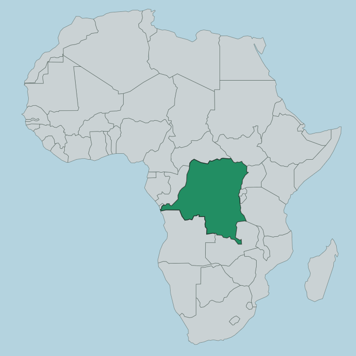 Map showing Democratic Republic of the Congo — In Africa