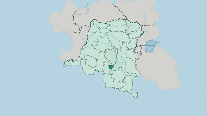 Map of East Kasai in Democratic Republic of the Congo