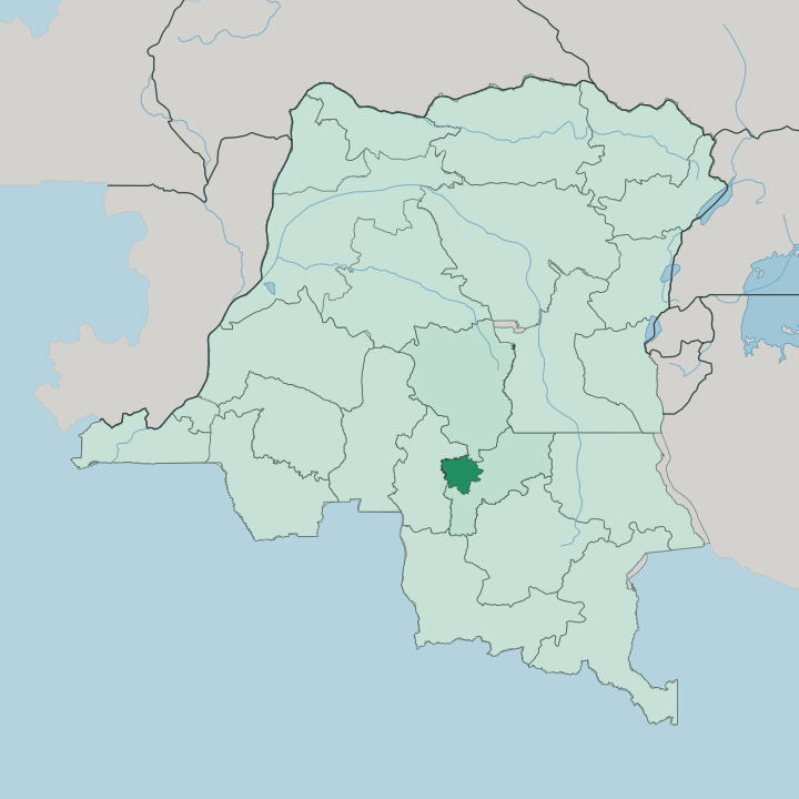 Map showing East Kasai — In Democratic Republic of the Congo