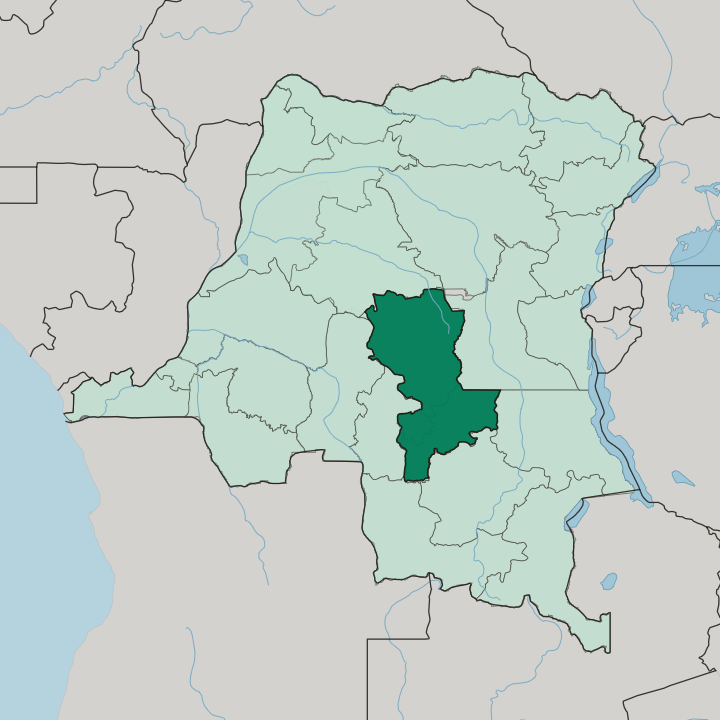 Map showing East Kasai — In Democratic Republic of the Congo