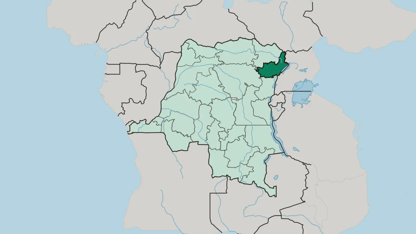 Map of Ituri in Democratic Republic of the Congo