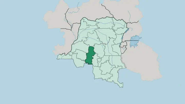 Map of Kasai Province in Democratic Republic of the Congo