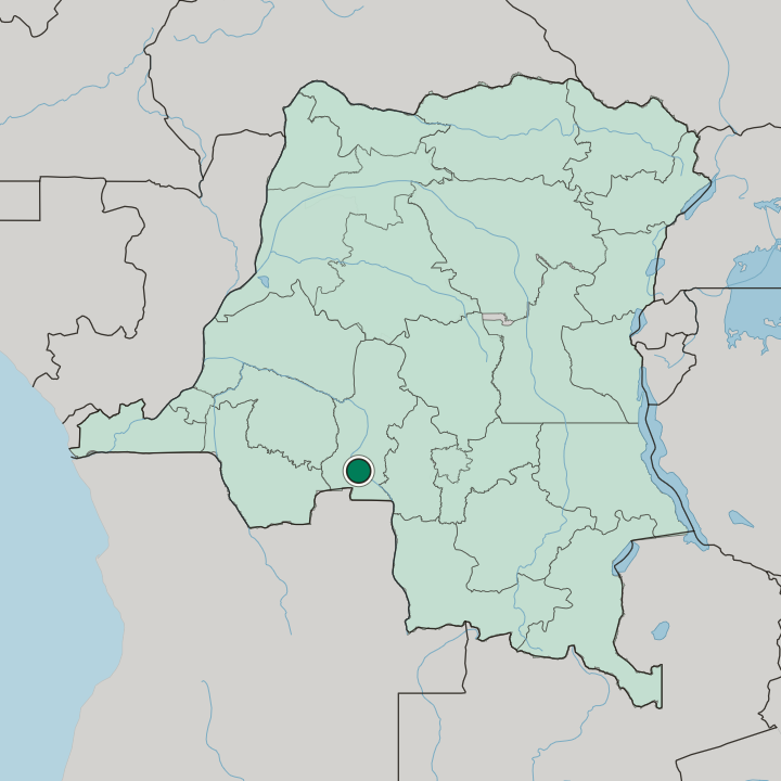 Map showing Tshikapa — In Democratic Republic of the Congo