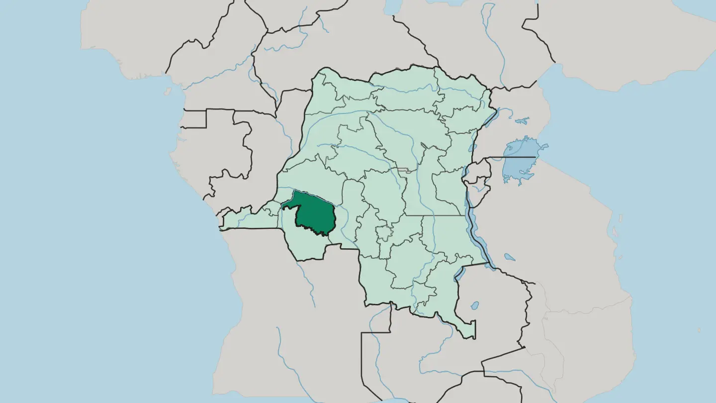 Map of Kwilu in Democratic Republic of the Congo
