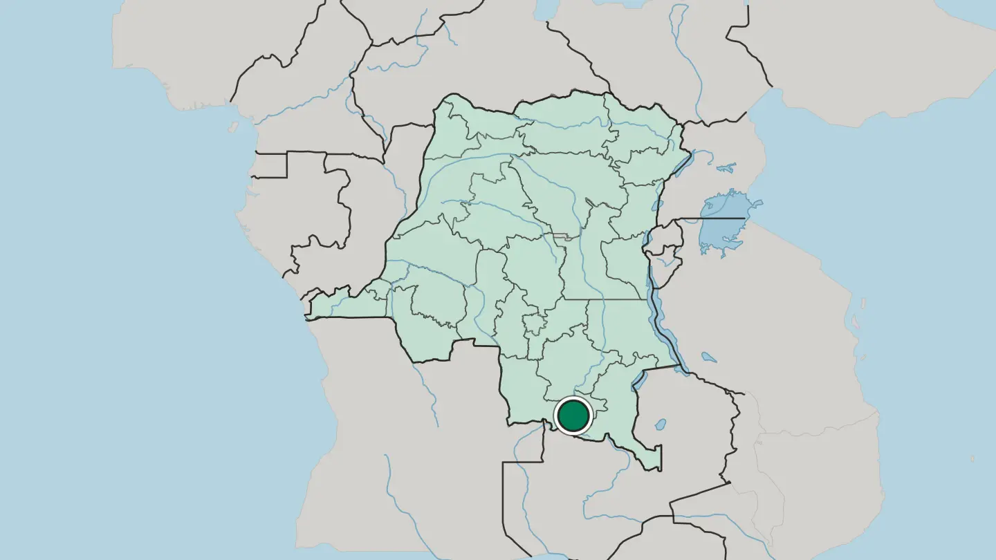 Map of Kolwezi in Democratic Republic of the Congo