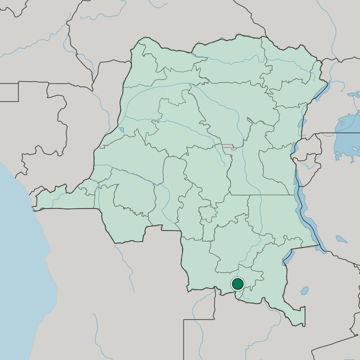 Map showing Kolwezi — In Democratic Republic of the Congo