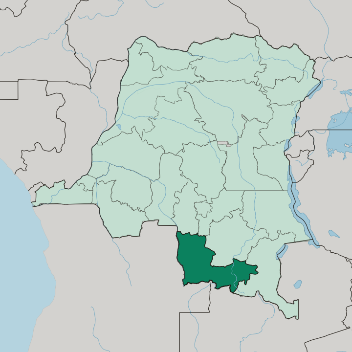 Map showing Lualaba — In Democratic Republic of the Congo