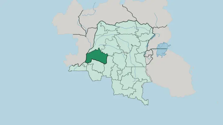 Map of Mai Ndombe in Democratic Republic of the Congo