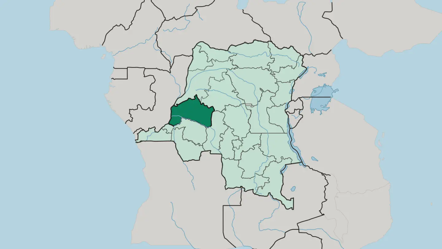Map of Mai Ndombe in Democratic Republic of the Congo