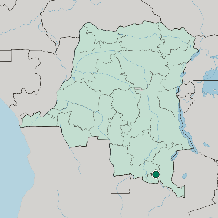 Map showing Likasi — In Democratic Republic of the Congo
