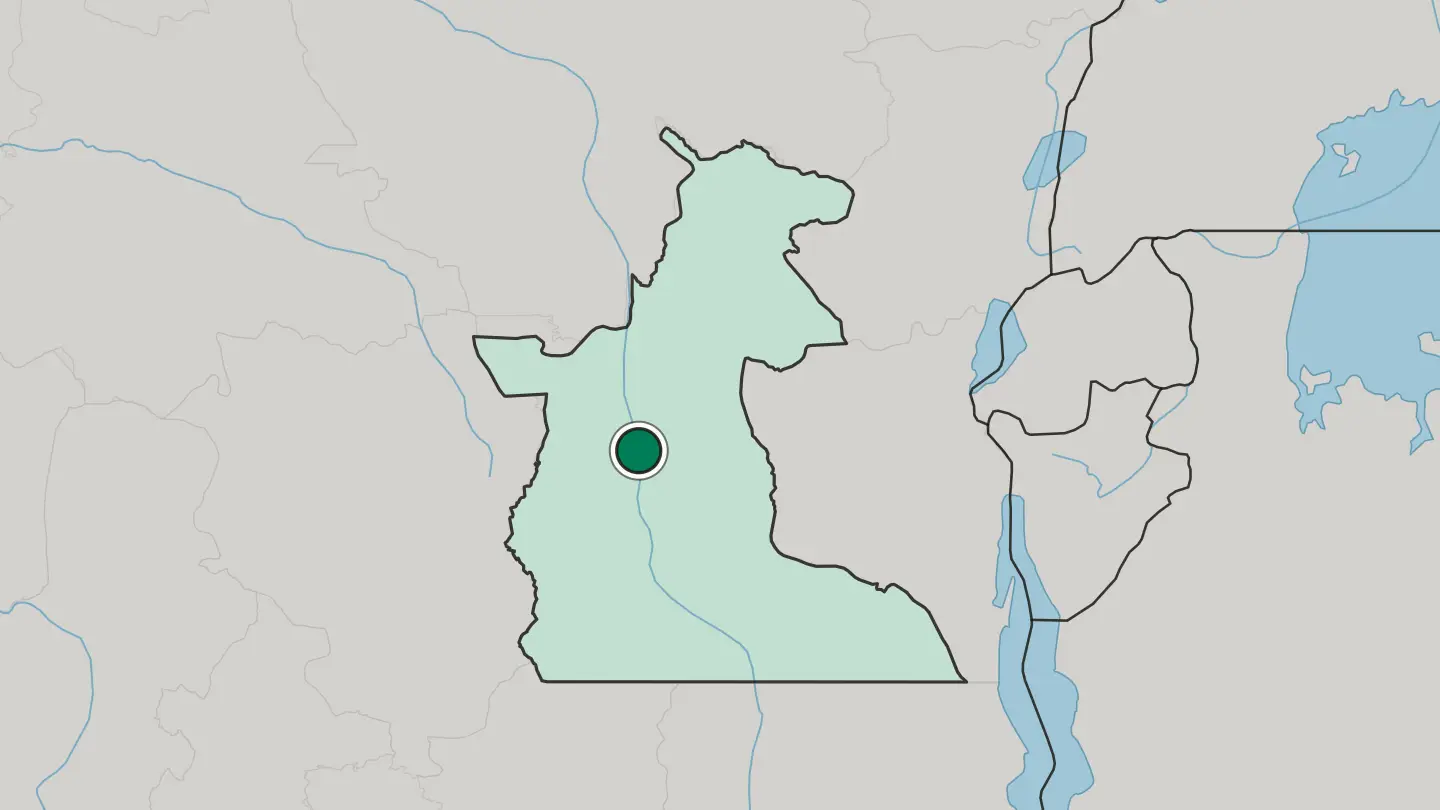 Map of Kindu in Democratic Republic of the Congo